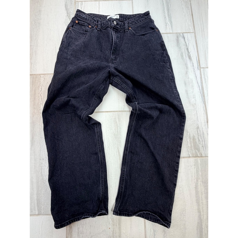 Abercrombie Curve Love 90s Relaxed High Rise Black Jeans 31 12 Short